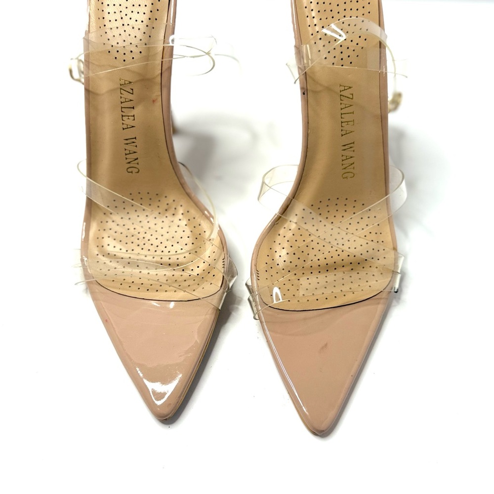 Azalea Wang Nude Transparent Heels Ankle Wrap Strap Size 7.5